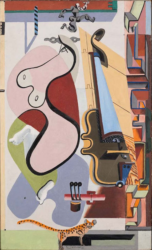 絵画「踊る女性と小さな豹」